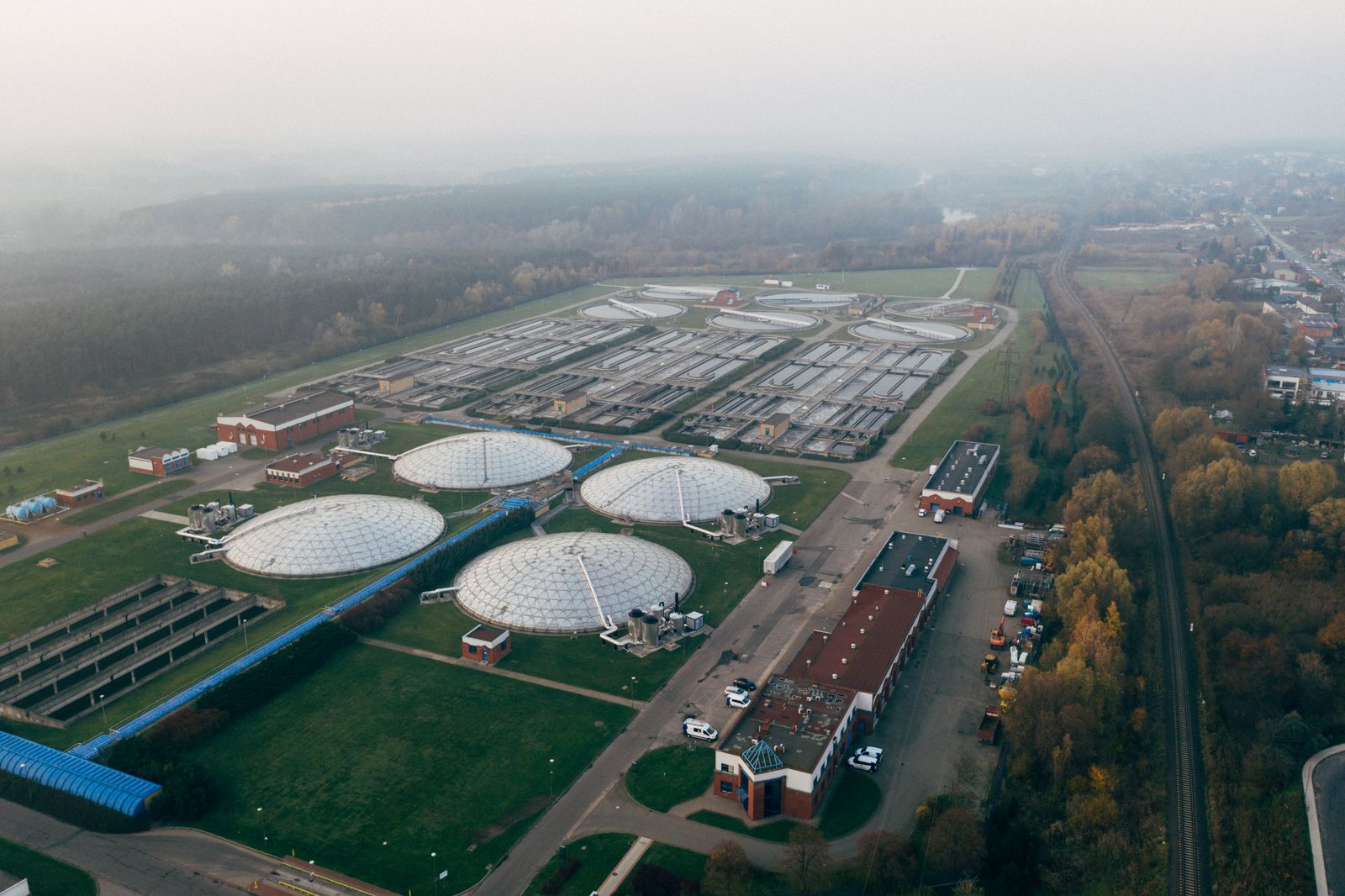 Aerial view of a water treatment facility